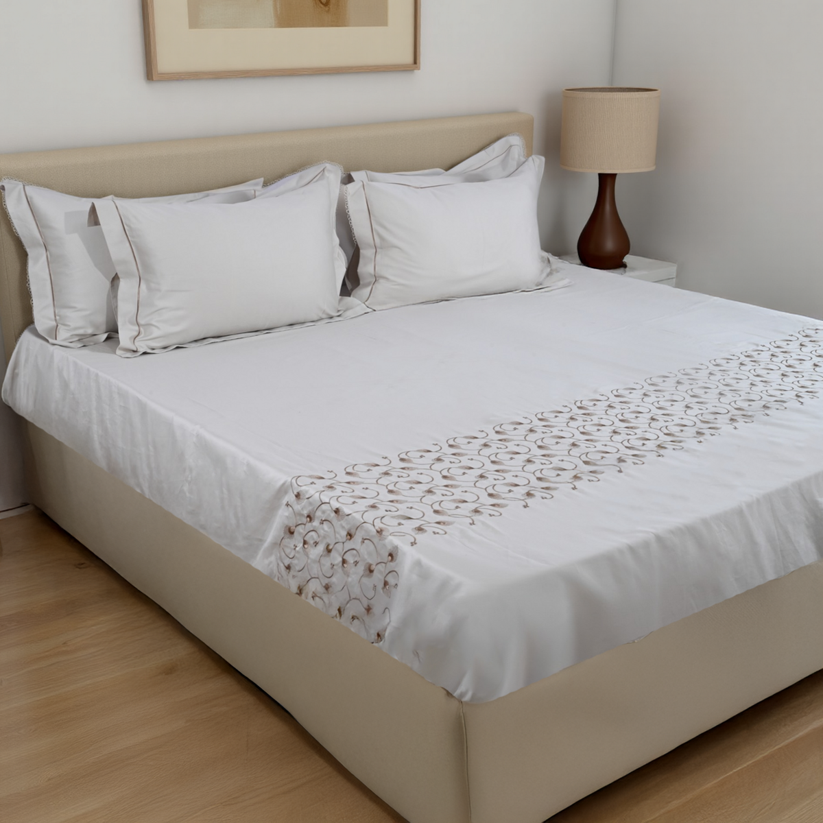 Lagoon Premium Bedsheet (Beige)